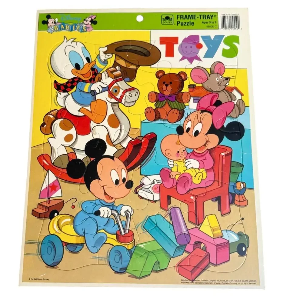 Disney Babies Tray Puzzle Minnie Mickey Mouse Donald Duck Golden 80s Vtg 14.5